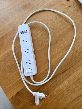 White Power Strip cord with USB Ports 
6 feet